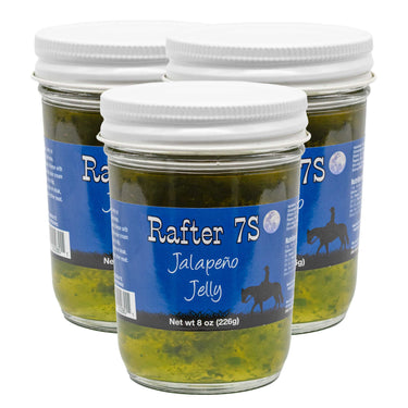 Jalapeno Jelly | 8 oz. Jar | 3 Pack | Burst of Mild Spice | Use in Dips | Fresh Jalapeños | Made in Paxton, NE | Rafter 7S